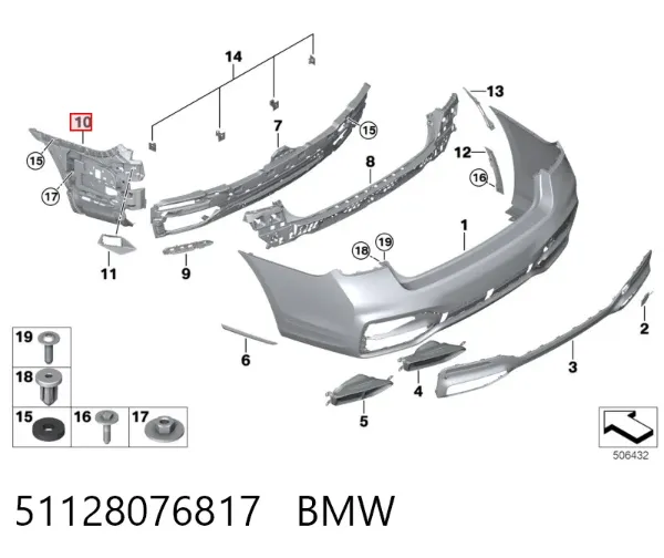Кронштейн бампера заднего левый 51128076817 BMW
