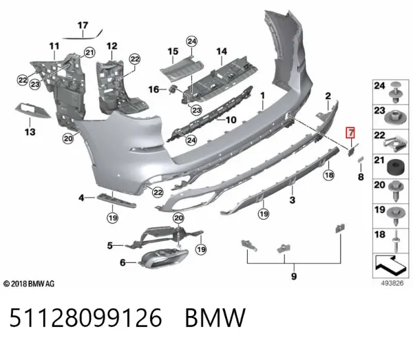Заглушка бампера буксировочного крюка задняя 51128099126 BMW