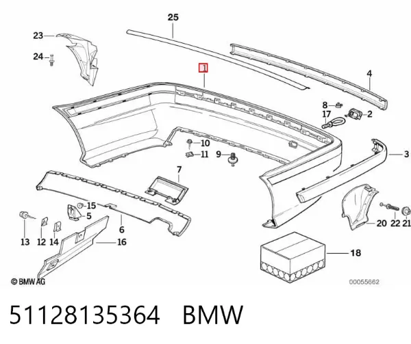 Задний бампер 51128135364 BMW