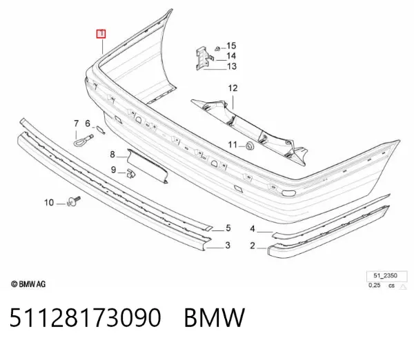 Задний бампер 51128173090 BMW