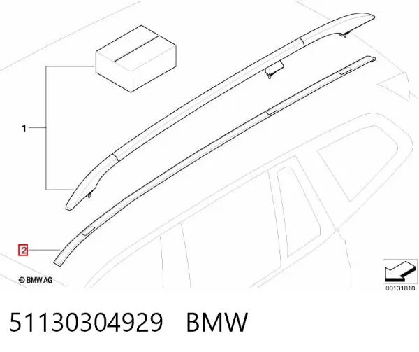 Молдинг крыши левый 51130304929 BMW