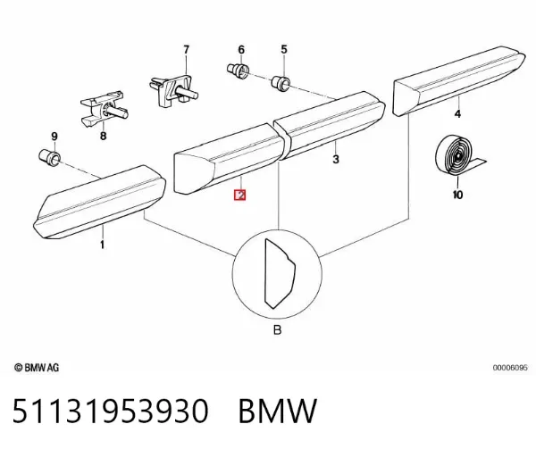 Молдинг двери передней правой 51131953930 BMW