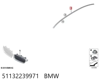 Молдинг крыши левый BMW 51132239971