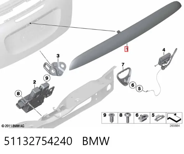 Ручка крышки багажника (двери 3/5-й задней) наружная 51132754240 BMW