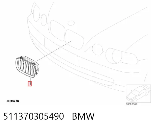 Решетка радиатора правая 511370305490 BMW