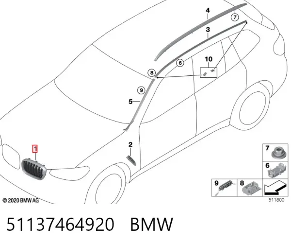 Решетка радиатора правая 51137464920 BMW