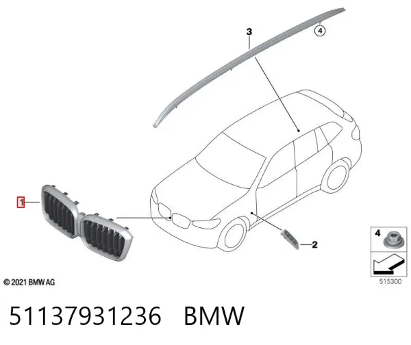 Решетка радиатора 51137931236 BMW