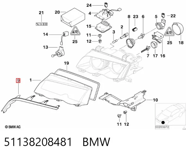 Уплотнитель фары левой 51138208481 BMW