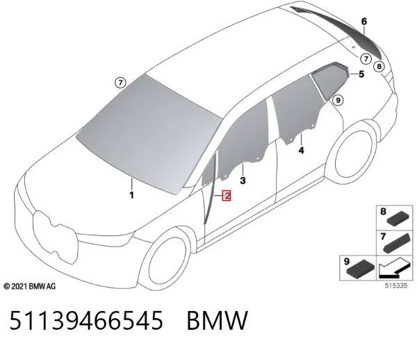 Стекло-форточка двери передней левой 51139466545 BMW