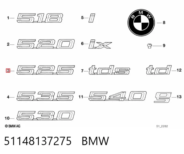 Эмблема крышки багажника BMW 5 E34