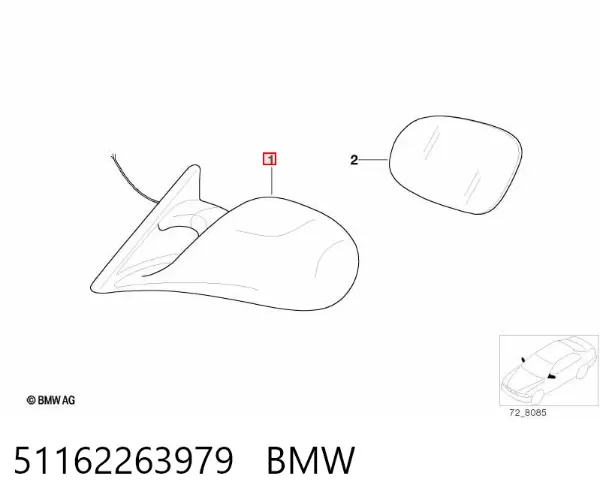 Левое боковое зеркало 51162263979 BMW