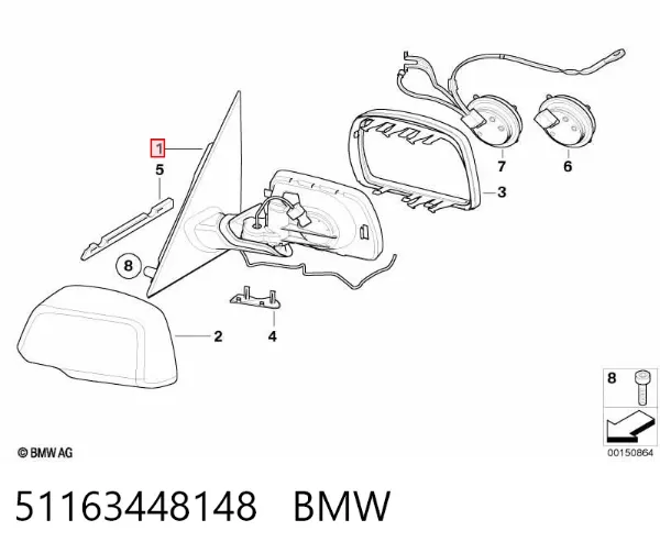 Правое зеркало 51163448148 BMW