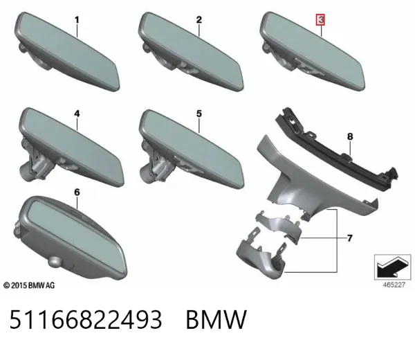 Зеркало заднего вида 51166822493 BMW