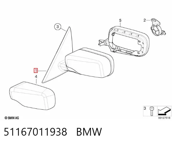 Правое зеркало 51167011938 BMW