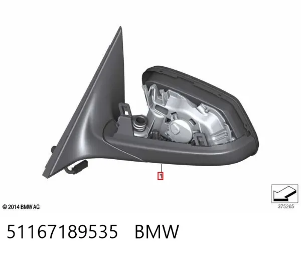Левое боковое зеркало 51167189535 BMW