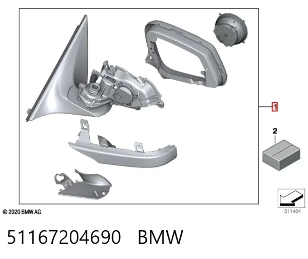 Правое зеркало BMW 7 F01, F02, F03, F04