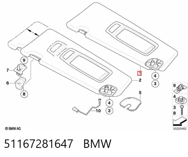 Солнцезащитный козырек 51167281647 BMW