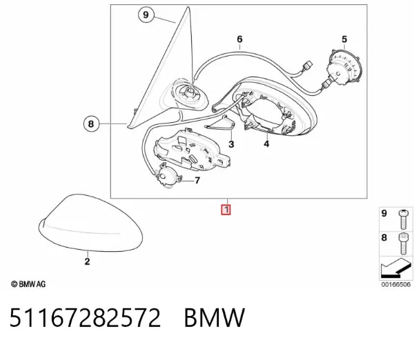 Правое зеркало 51167282572 BMW