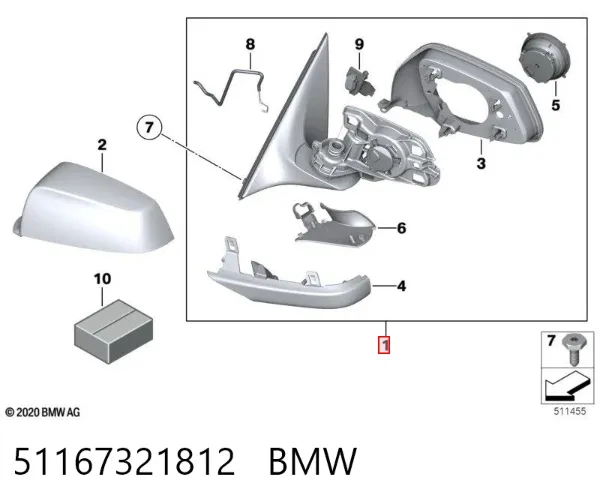 Правое зеркало BMW 5 F10