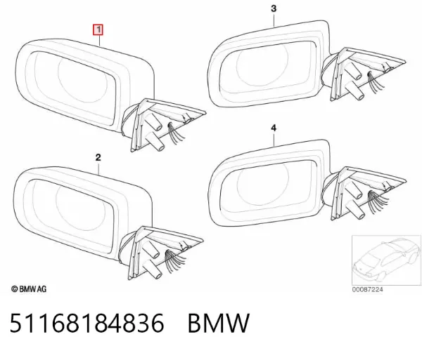 Правое зеркало 51168184836 BMW