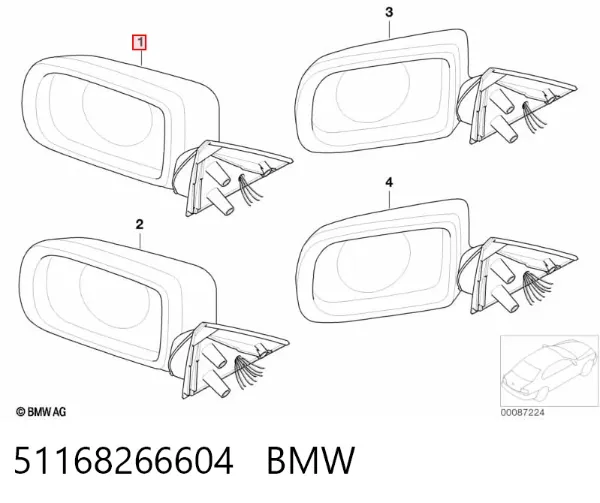 Правое зеркало 51168266604 BMW