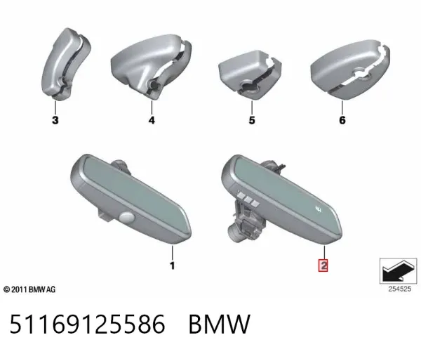 Зеркало заднего вида 51169125586 BMW