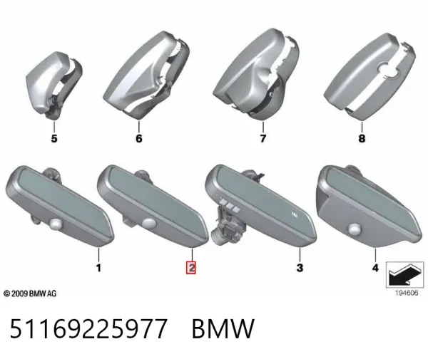 Зеркало заднего вида 51169225977 BMW