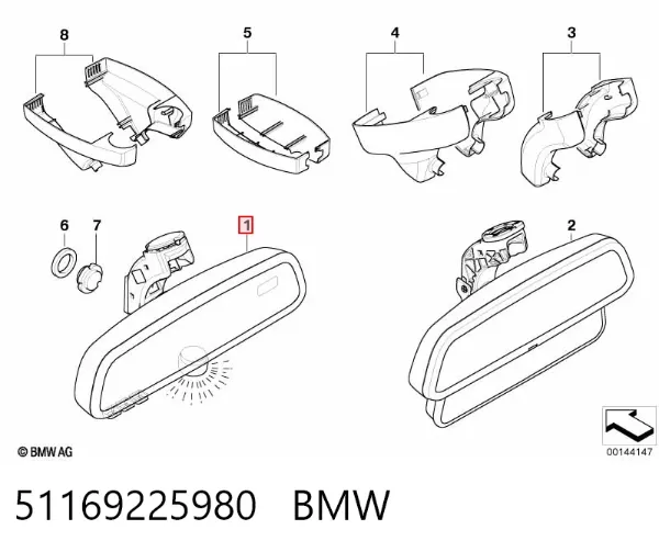 Зеркало заднего вида 51169225980 BMW