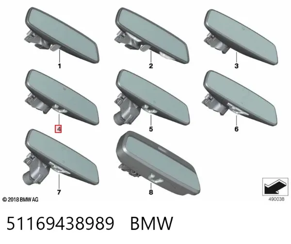 Зеркало заднего вида 51169438989 BMW