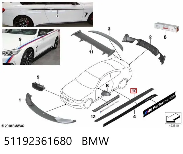 Накладка (молдинг) порога наружная передняя правая 51192361680 BMW