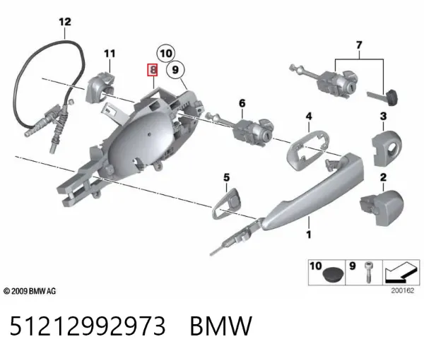 Держатель наружной ручки двери передней левой 51212992973 BMW