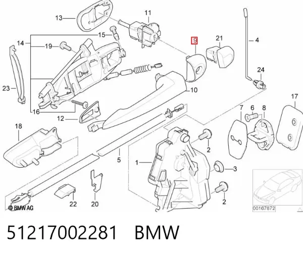 Крышка ручки наружной двери передней левой 51217002281 BMW