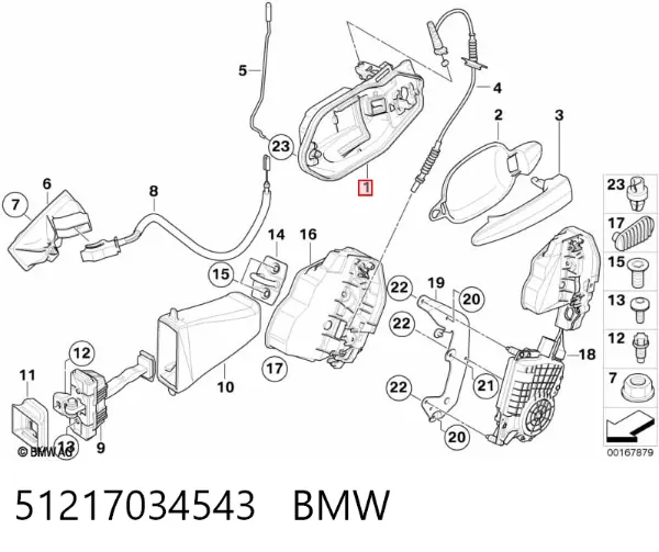 Держатель наружной ручки двери передней левой 51217034543 BMW