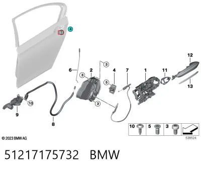 Держатель наружной ручки двери задней правой BMW 51217175732