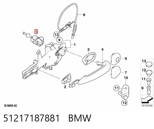 Личинка замка двери передней левой 51217187881 BMW