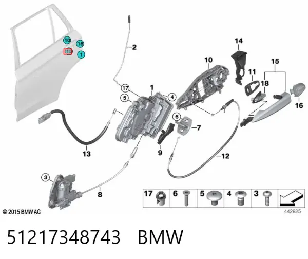 Ручка двери передней наружная левая 51217348743 BMW
