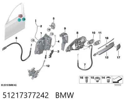 Держатель наружной ручки двери передней правой BMW 51217377242