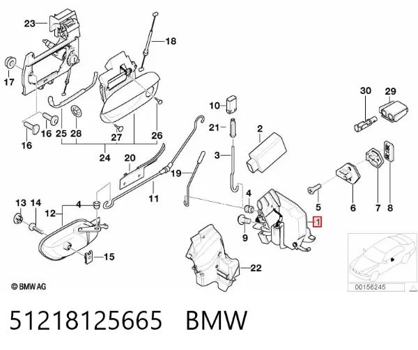 Замок водительской двери 51218125665 BMW