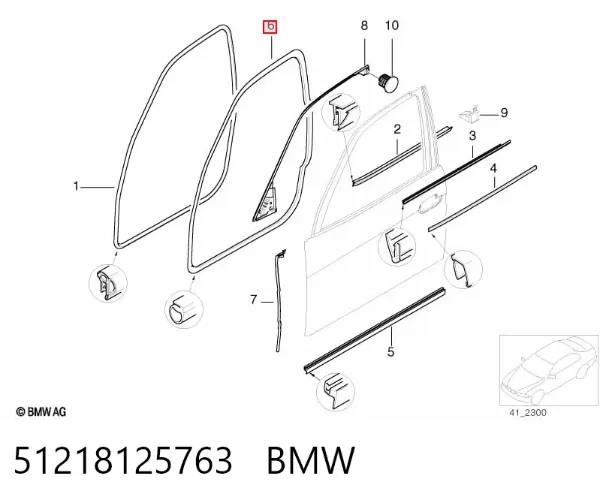 Прокладка двери передней 51218125763 BMW