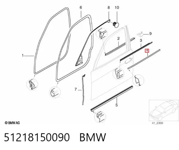 Молдинг опускного стекла двери передней правой 51218150090 BMW