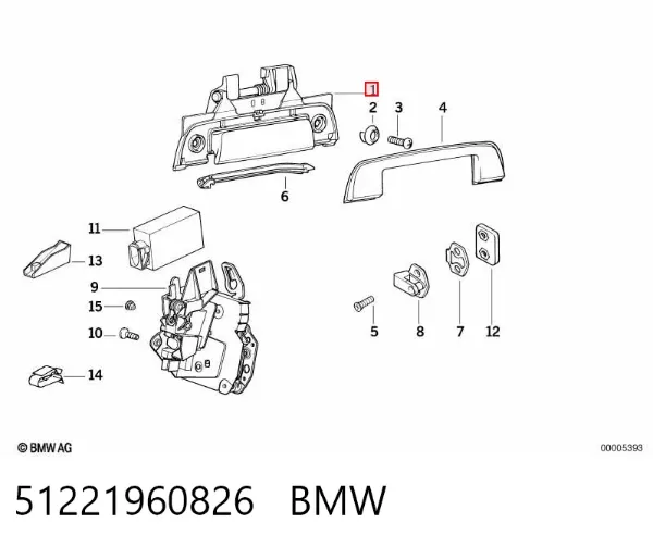 Ручка двери задней наружная правая 51221960826 BMW