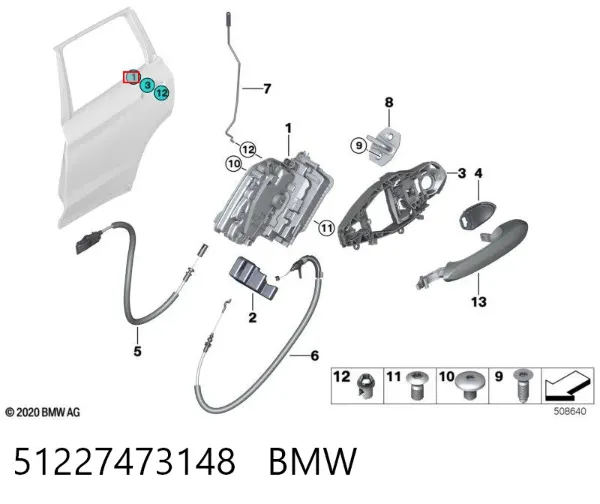 Замок двери задней правой 51227473148 BMW