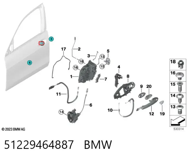 Замок водительской двери 51229464887 BMW