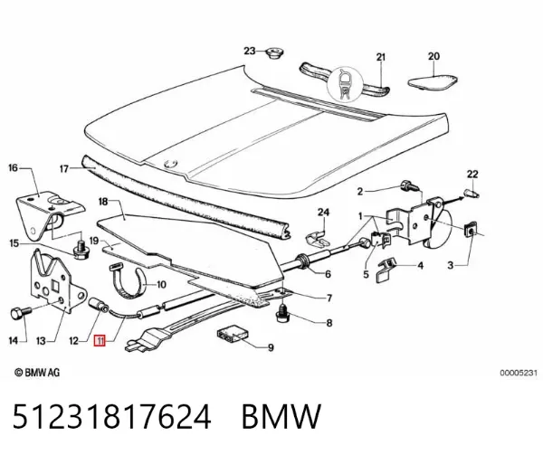 Трос капота 51231817624 BMW