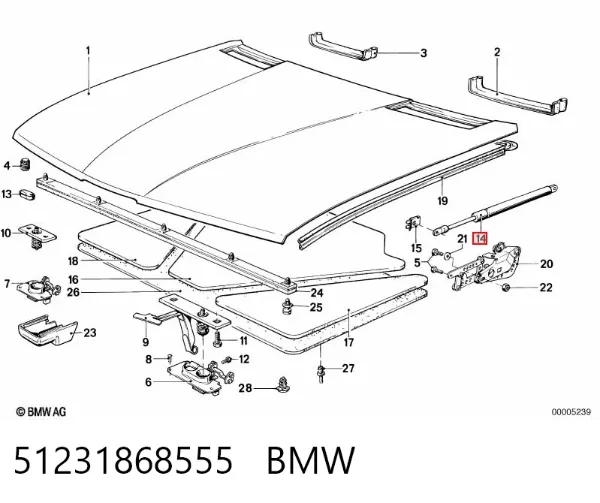 Амортизатор капота 51231868555 BMW