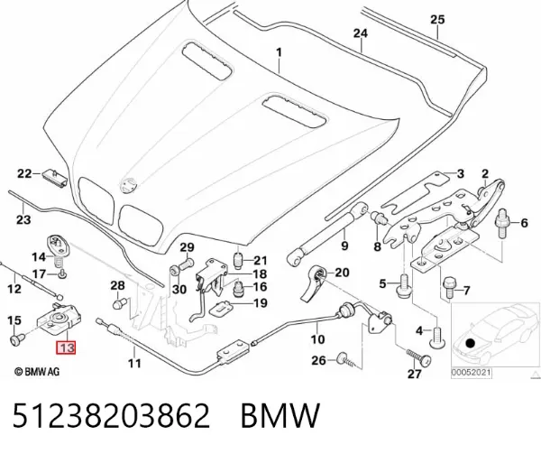 Замок капота 51238203862 BMW