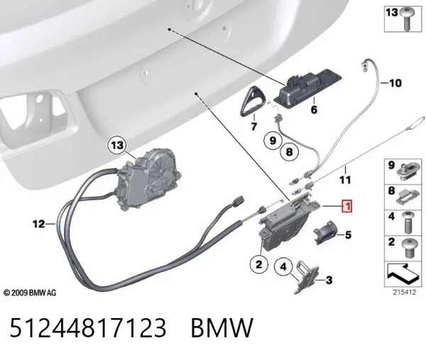 Замок багажника 51244817123 BMW