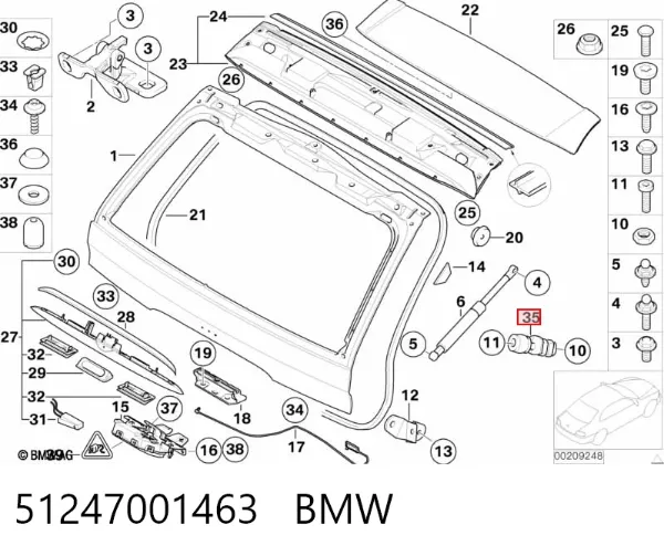 Буфер (отбойник) крышки багажника (двери 3/5-й задней) 51247001463 BMW