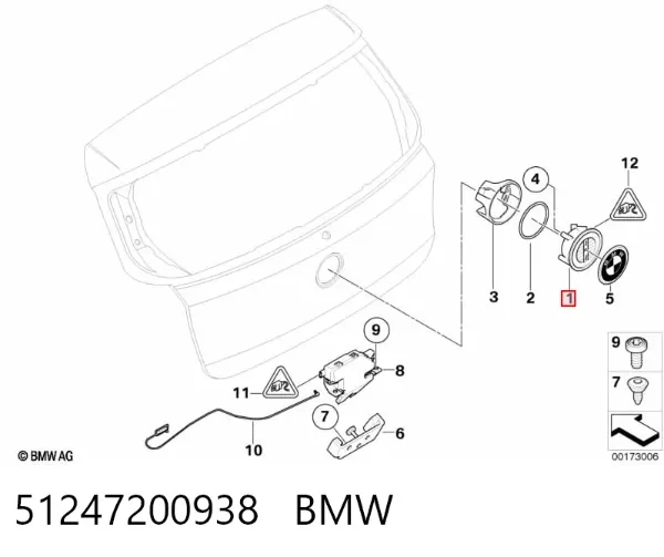 Ручка крышки багажника (двери 3/5-й задней) наружная 51247200938 BMW