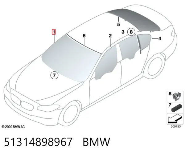 Лобовое стекло 51314898967 BMW